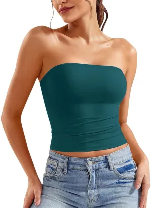 Women Tube Top 2025 Summer Outfits Going Out Bandeau Sleeveless Strapless Tank Tops
