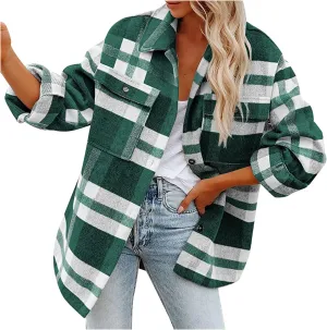 Womenfice Plaid Printed Sweaters Shirt Long Sleeve Cardigan Tops Trendy Long Outwear Tee Flannel Plaid Shirts