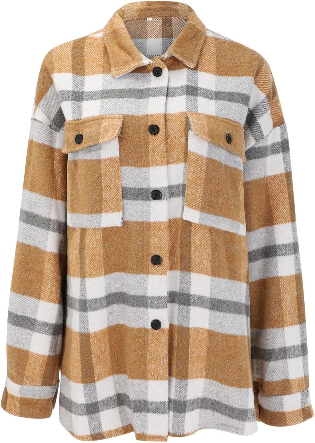 Womenfice Plaid Printed Sweaters Shirt Long Sleeve Cardigan Tops Trendy Long Outwear Tee Flannel Plaid Shirts