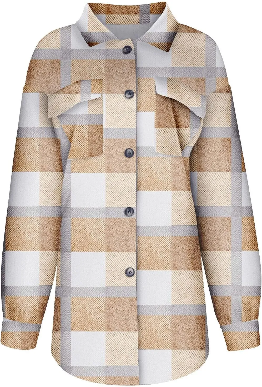 Womenfice Plaid Printed Sweaters Shirt Long Sleeve Cardigan Tops Trendy Long Outwear Tee Flannel Plaid Shirts