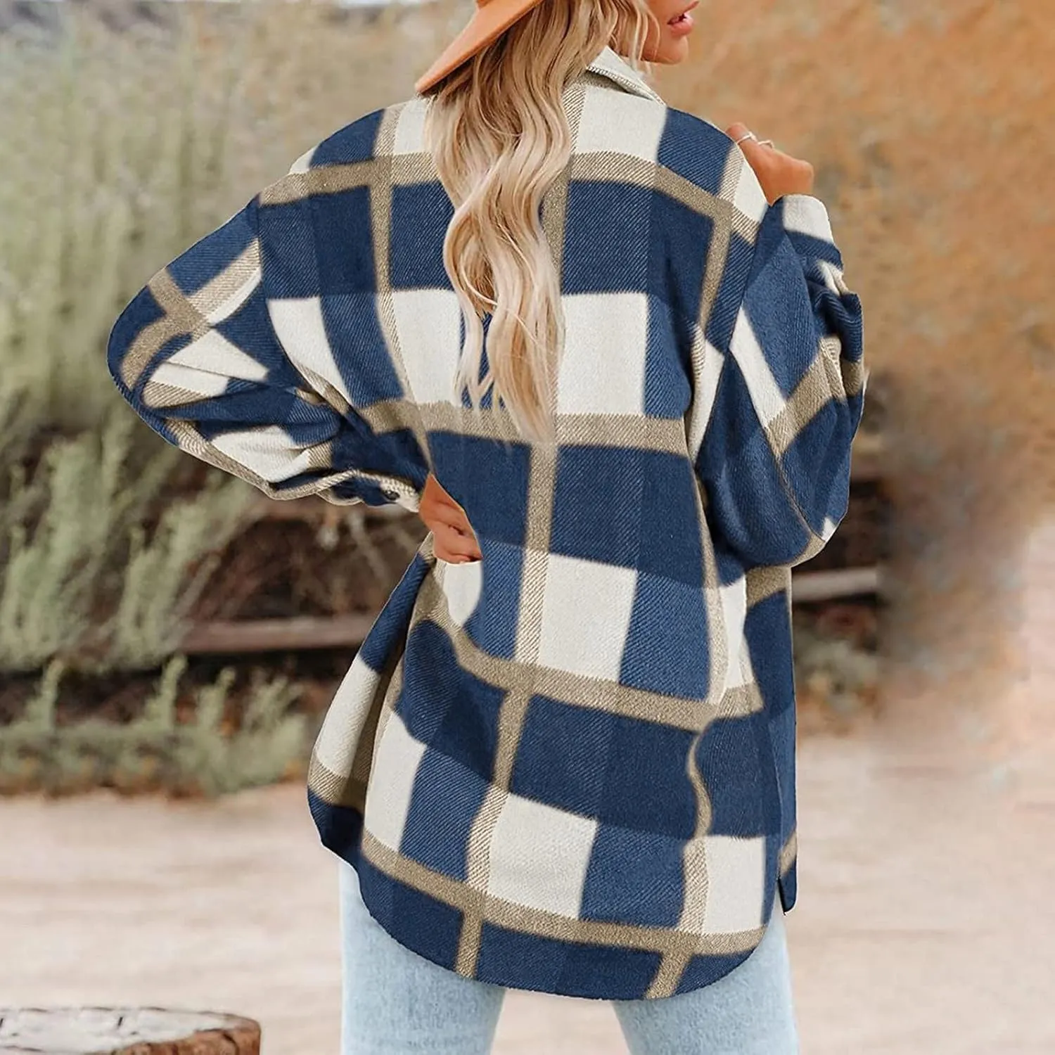Womenfice Plaid Printed Sweaters Shirt Long Sleeve Cardigan Tops Trendy Long Outwear Tee Flannel Plaid Shirts