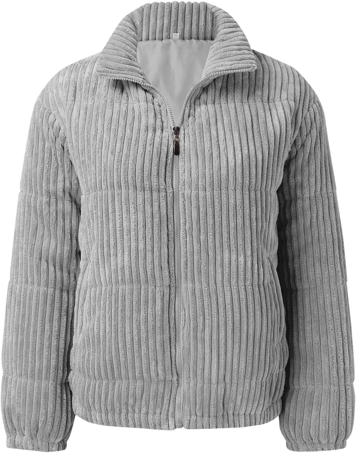 Womens 2024 Fashion Thick Solid Zipper Quilted Overcoat Long Sleeve Casual Breadwear Comfy Warm Jacket Coat Daily Suits