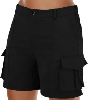 Womens Cargo Shorts Trendy Summer 2025 Casual High Waisted Work Shorts Retro Loose Outdoor Hiking Shorts with Pockets