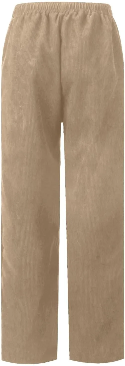 Womens Corduroy Pants Soft Comfy High Waisted Drawstring Joggers Casual Straight Leg Hiking Pants Trousers with Pocket