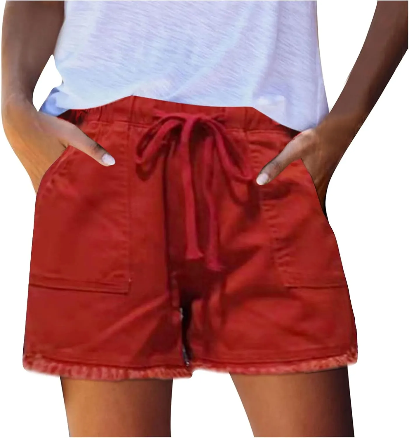 Women's Denim Shorts Elastic High Waisted Raw Hem Jean Shorts 2023 Summer Loose Fit Casual Stretch Hot Short with Pockets