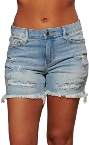 Women's Denim Shorts Women's Distressed Skinny Denim Shorts High Waisted Ripped Hem Frayed Short Jeans