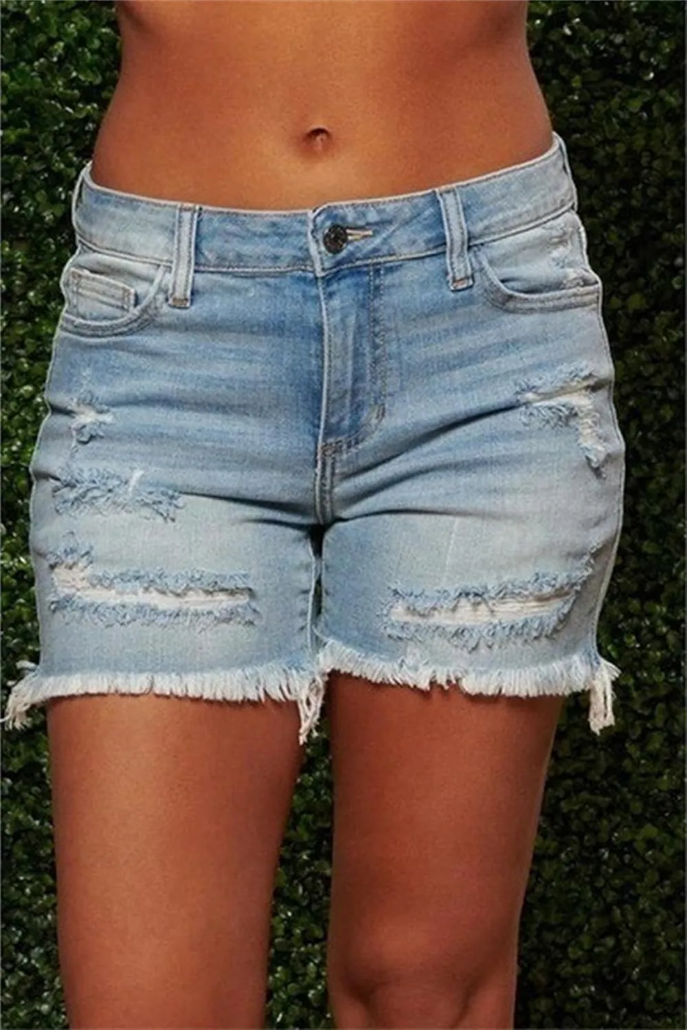 Women's Denim Shorts Women's Distressed Skinny Denim Shorts High Waisted Ripped Hem Frayed Short Jeans