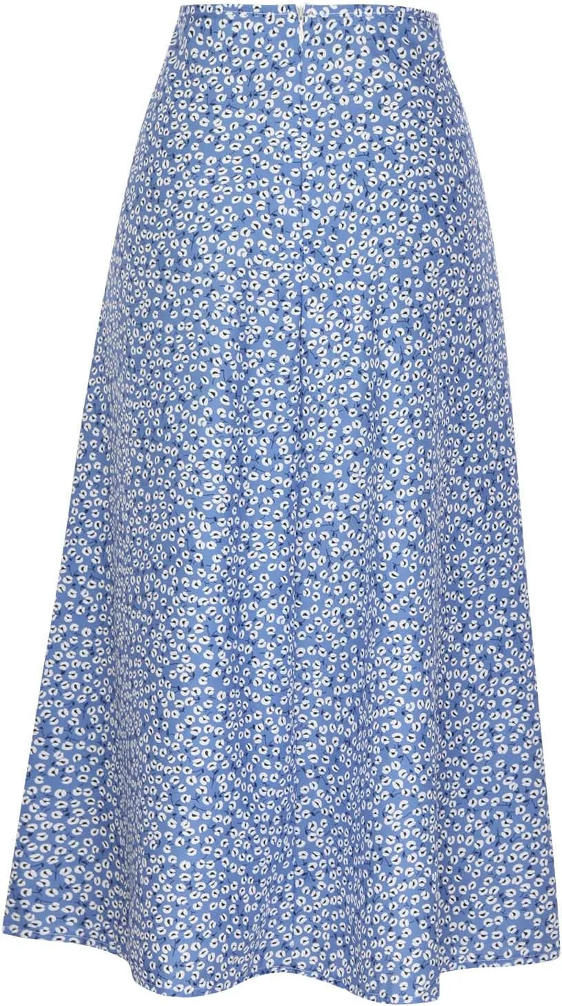 Women's High Slit Skirt High Waist Bodycon Split Long Skirt Summer Peasant Skirts for Women Boho Swing Midi Skirt