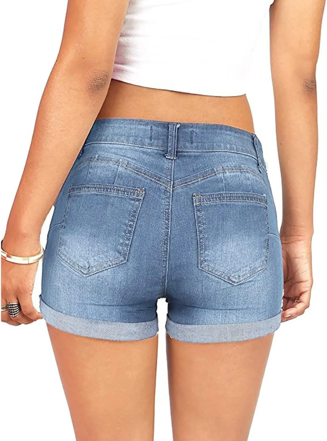 Women's High Waist Denim Shorts Raw Hem Jean Shorts Casual Summer Straight Wide Leg Pants for Women with Pockets