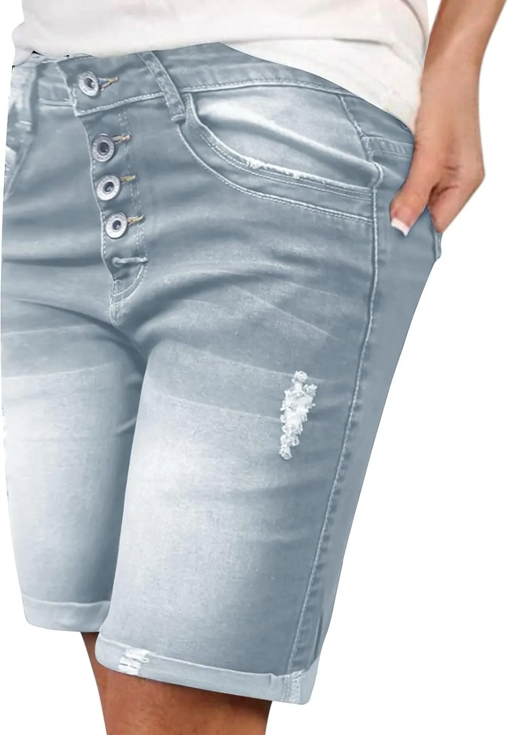 Women's Jean Shorts High Waisted Denim Shorts 2024 Casual Summer Jeans Distressed Baggy Jean Shorts Ripped Jeanshorts