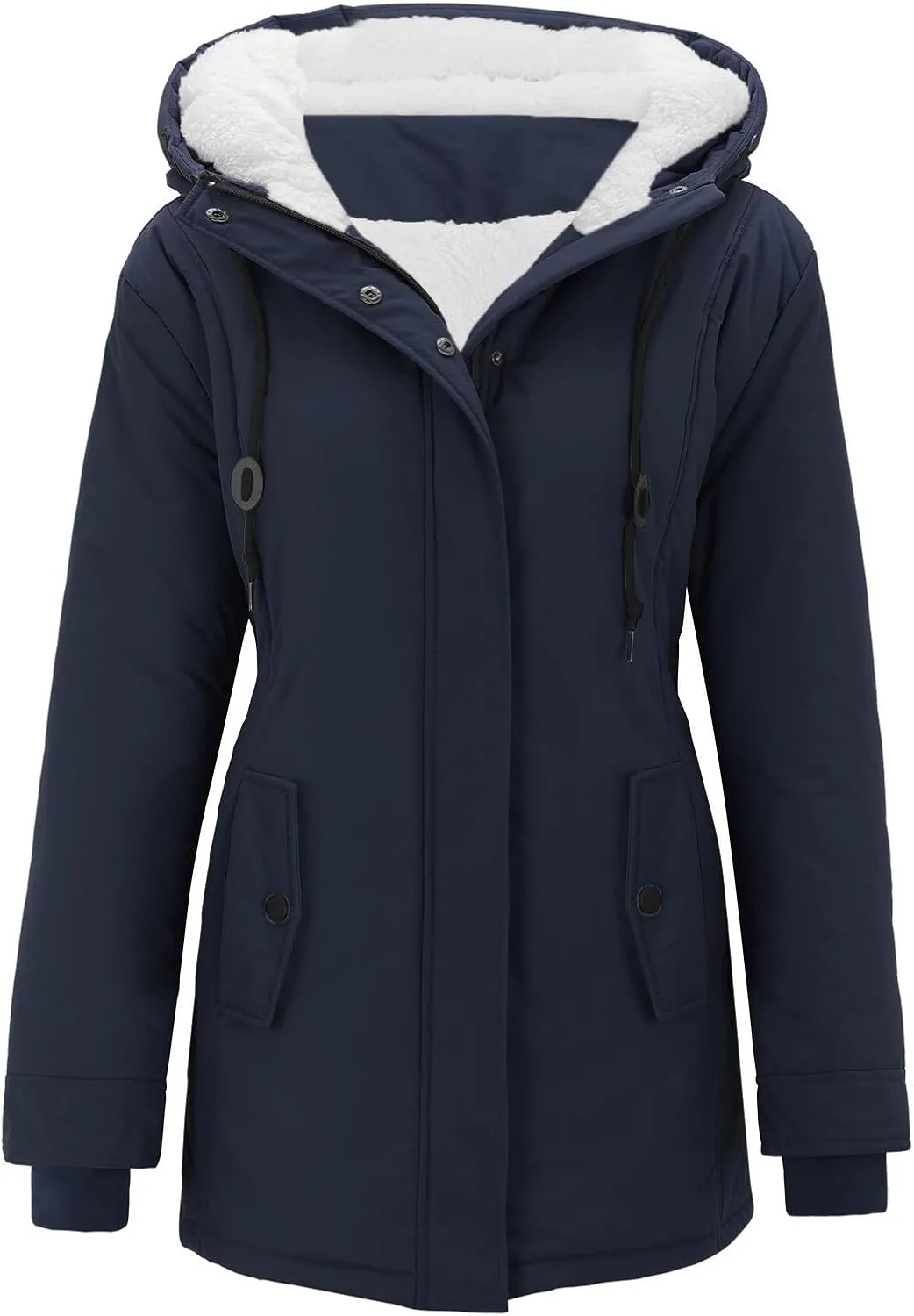 Womens Oversized Hooded Quilted Jacket Fleece Lined Warm Down Coat Plus Sized Long Sleeve Overcoat 2024 Winter Coat