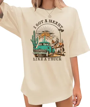 Women's Oversized Shirts Western Cowboy Shirts Vintage Graphic Tops Nashville Music Tees Retro Steer Skull Shirt