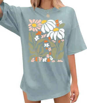 Women's Oversized Shirts Western Cowboy Shirts Vintage Graphic Tops Nashville Music Tees Retro Steer Skull Shirt