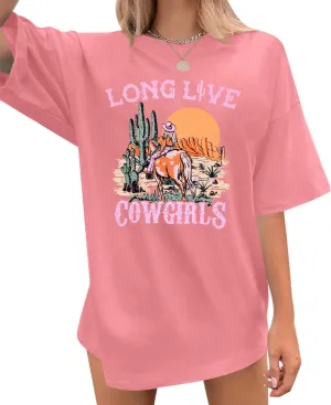 Women's Oversized Shirts Western Cowboy Shirts Vintage Graphic Tops Nashville Music Tees Retro Steer Skull Shirt