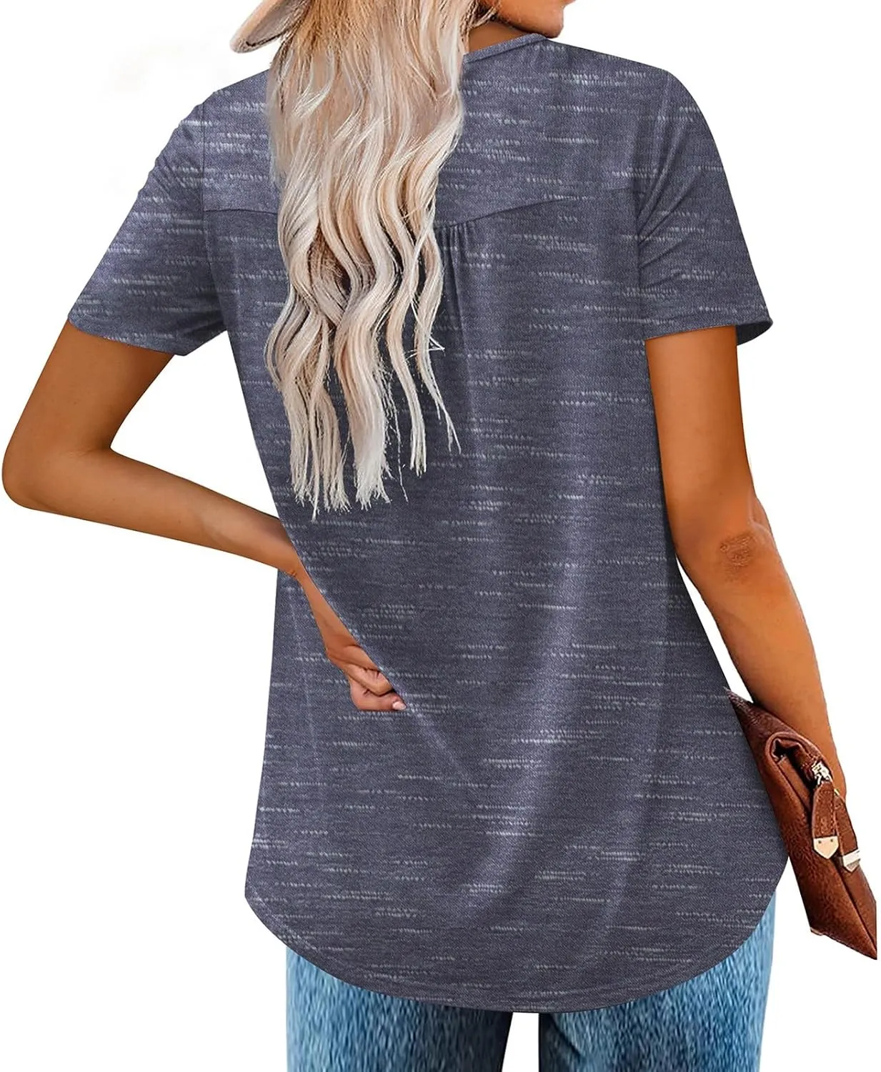 Womens Plus Size Tunic Tops Short Sleeve Casual Floral Henley Shirts