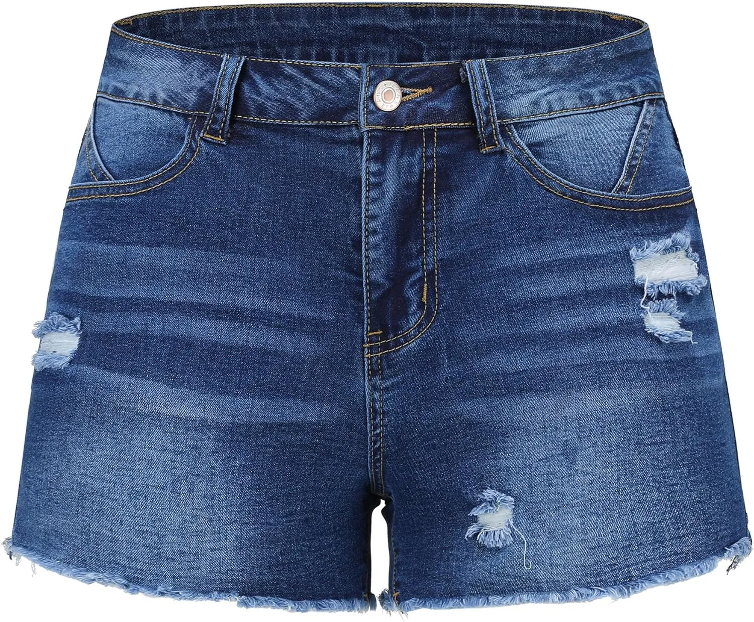 Women's Stretchy High Waisted Jean Shorts Ripped Denim Shorts