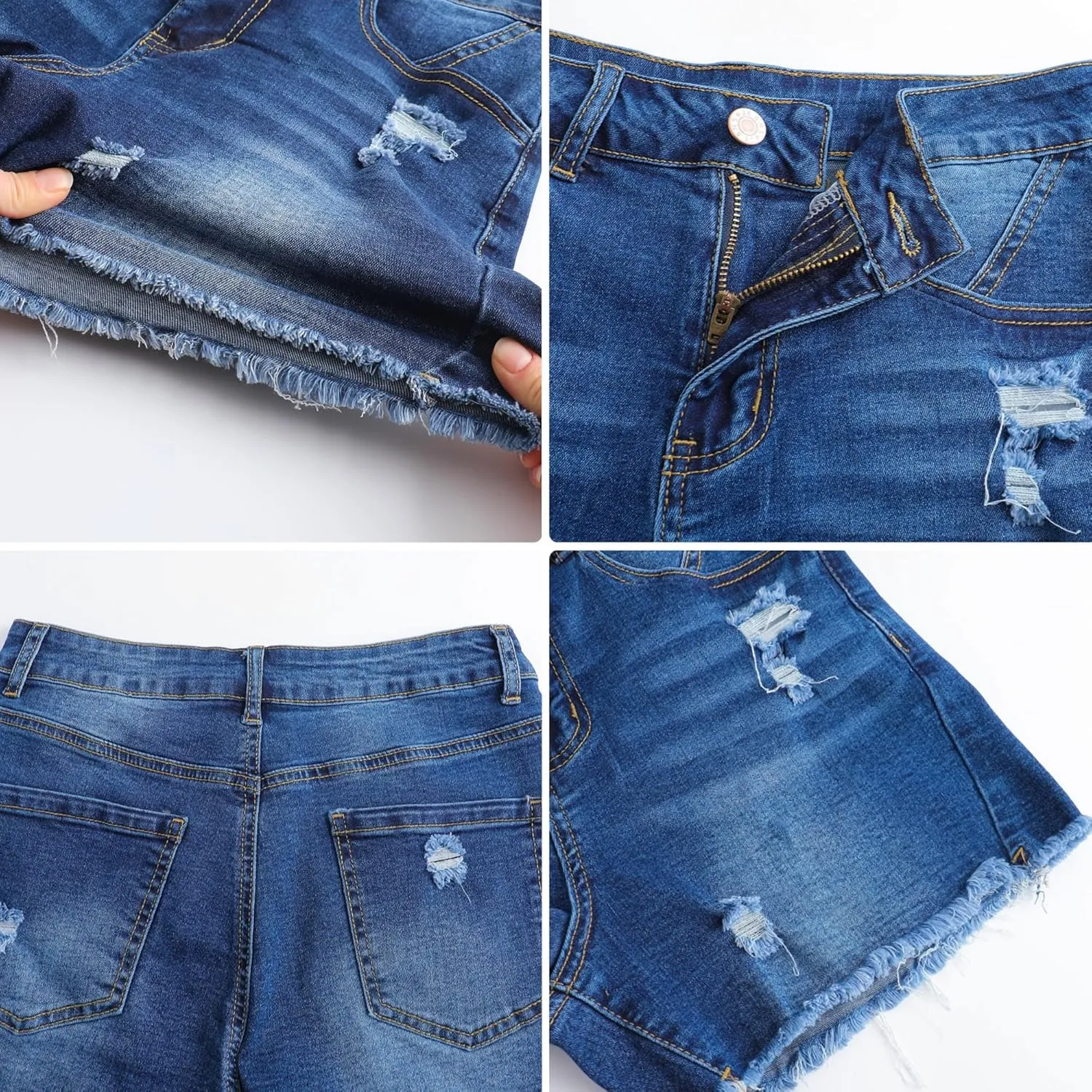 Women's Stretchy High Waisted Jean Shorts Ripped Denim Shorts