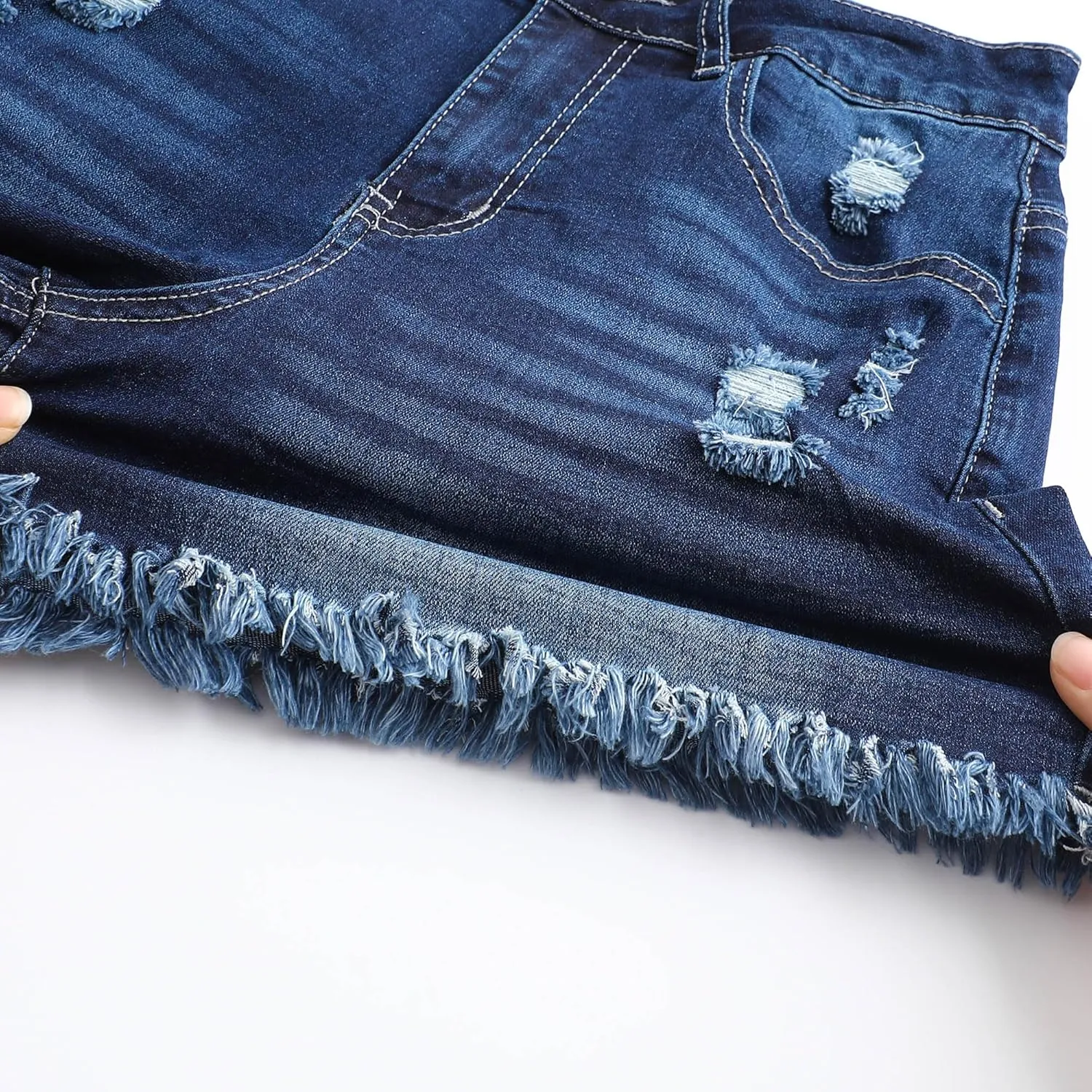 Women's Stretchy High Waisted Jean Shorts Ripped Denim Shorts