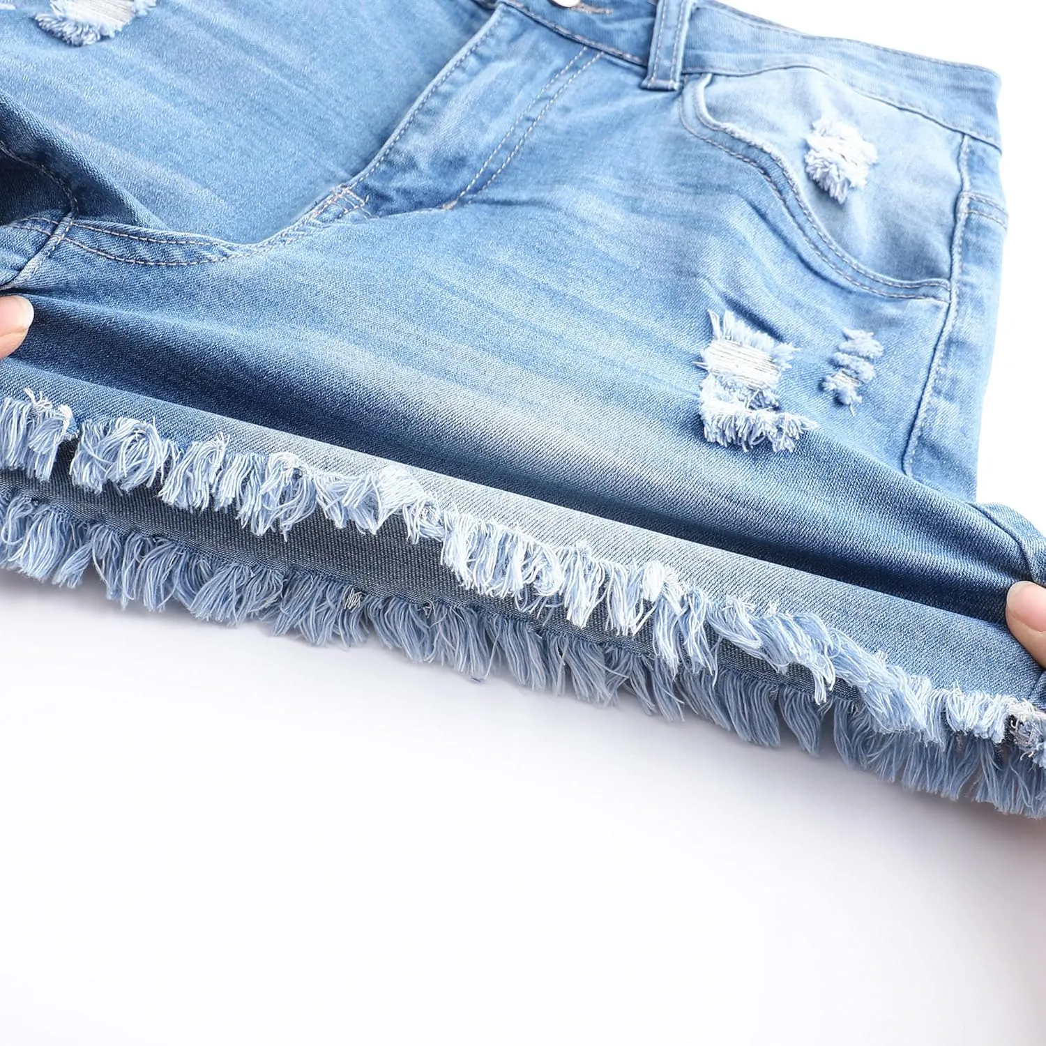 Women's Stretchy High Waisted Jean Shorts Ripped Denim Shorts