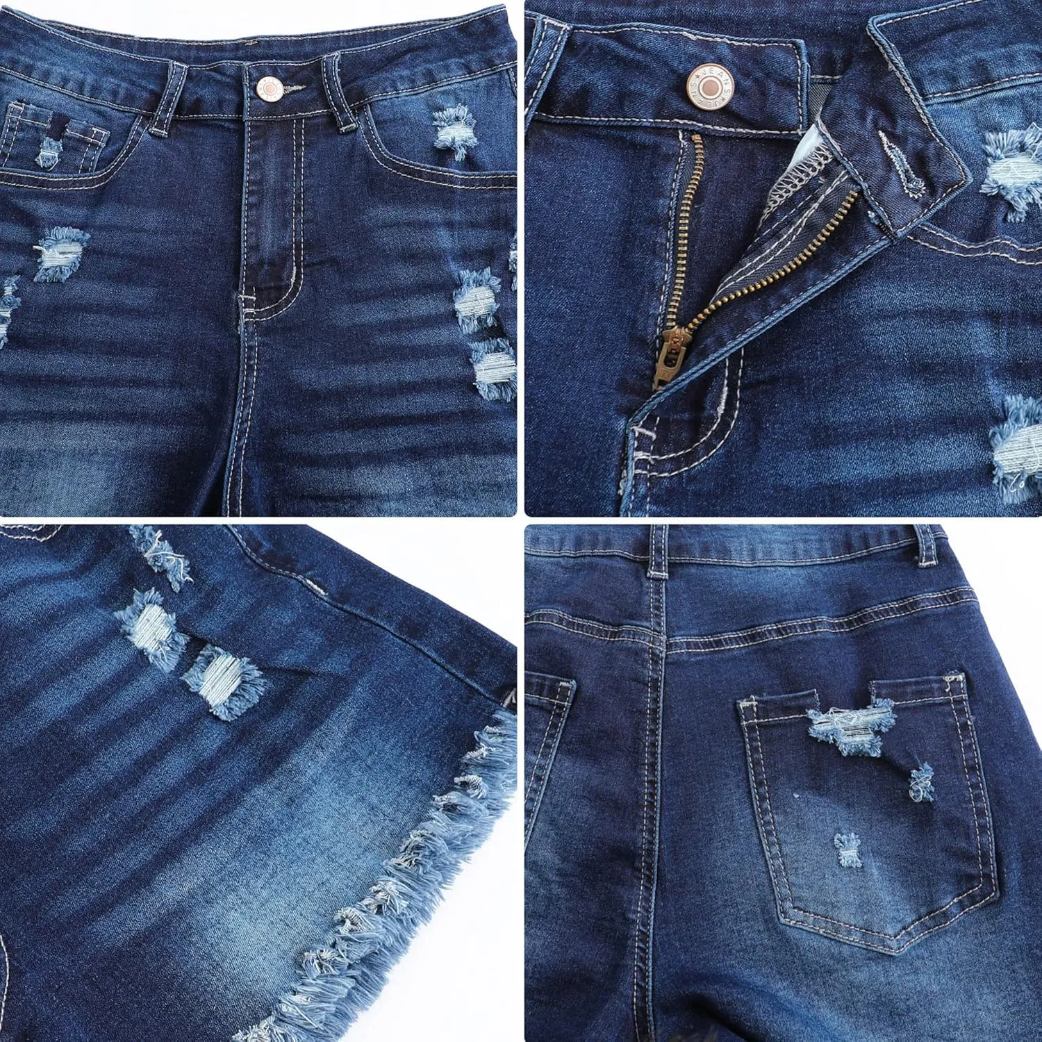 Women's Stretchy High Waisted Jean Shorts Ripped Denim Shorts
