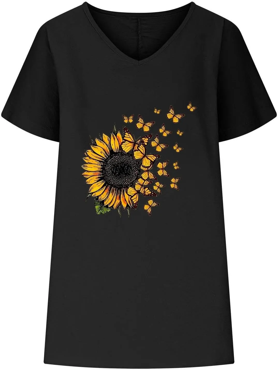 Women's Sunflower Gauze Tops 2024 Cotton Linen Summer Blouse Shirt Short Sleeve Tunic Tshirt Trendy Causal Clothing