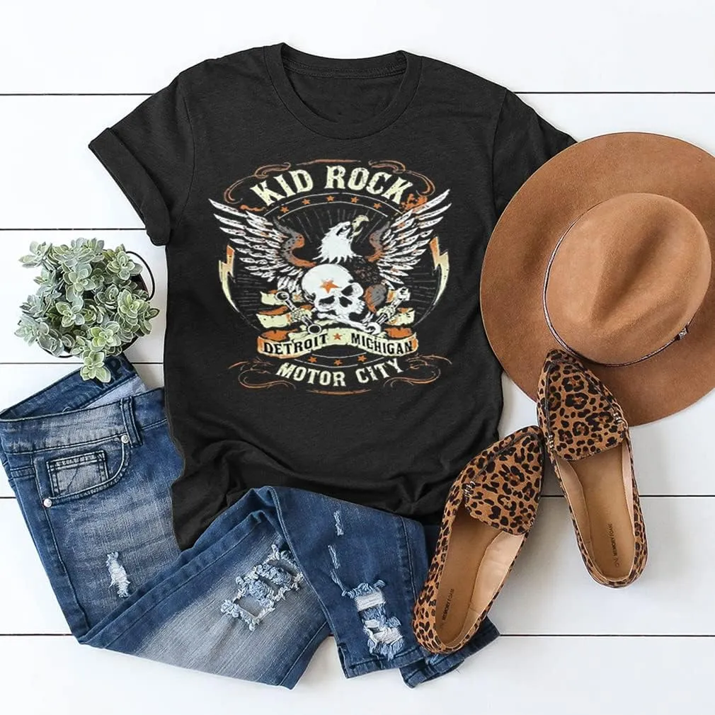 Womens T Shirts Country Music Shirt Rock Nasaville Concert Band Retro Tee Summer Short Sleeve Graphic Tops