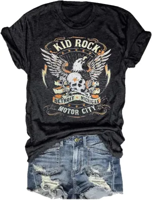 Womens T Shirts Country Music Shirt Rock Nasaville Concert Band Retro Tee Summer Short Sleeve Graphic Tops