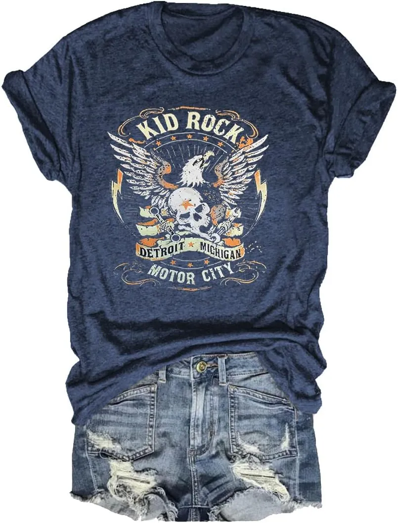 Womens T Shirts Country Music Shirt Rock Nasaville Concert Band Retro Tee Summer Short Sleeve Graphic Tops