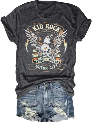 Womens T Shirts Country Music Shirt Rock Nasaville Concert Band Retro Tee Summer Short Sleeve Graphic Tops