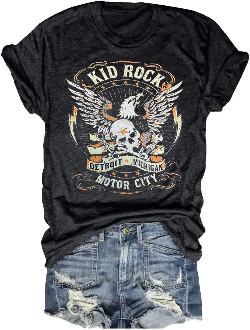 Womens T Shirts Country Music Shirt Rock Nasaville Concert Band Retro Tee Summer Short Sleeve Graphic Tops