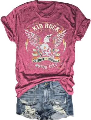 Womens T Shirts Country Music Shirt Rock Nasaville Concert Band Retro Tee Summer Short Sleeve Graphic Tops