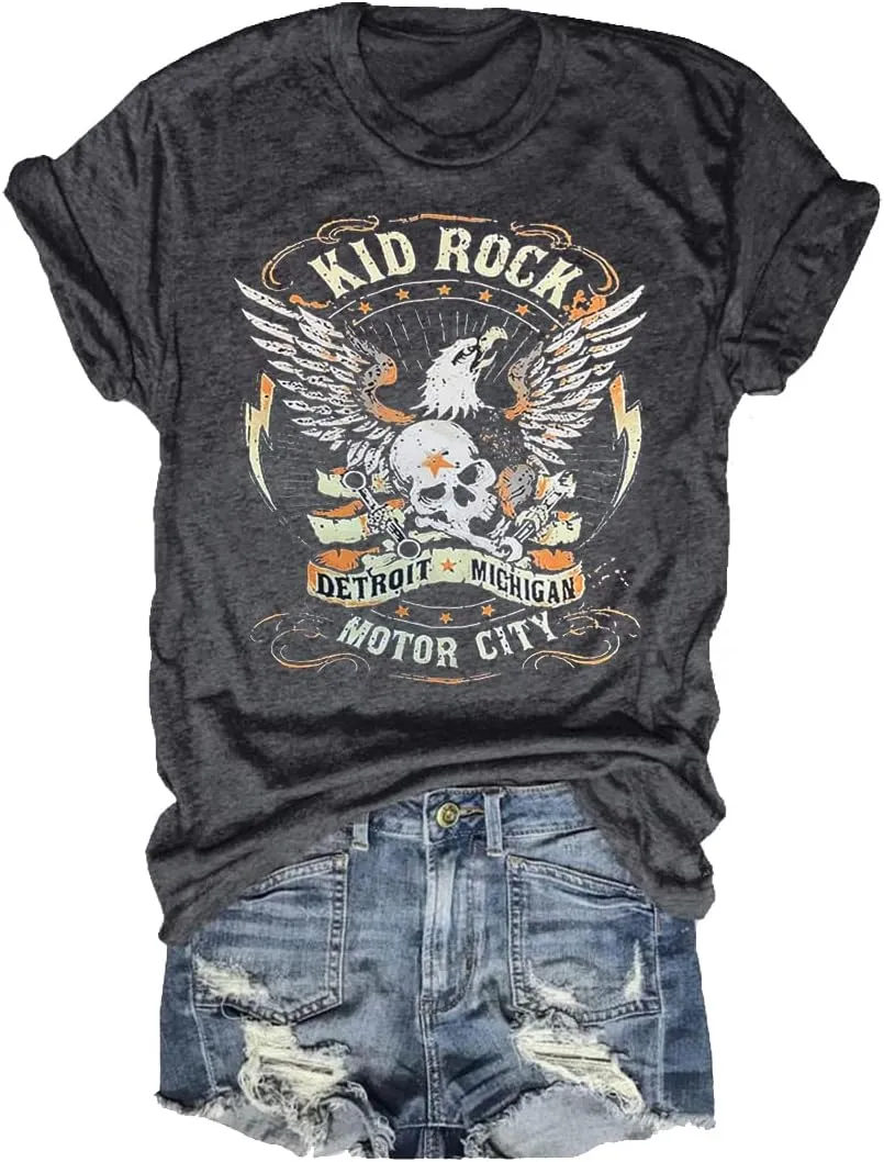 Womens T Shirts Country Music Shirt Rock Nasaville Concert Band Retro Tee Summer Short Sleeve Graphic Tops