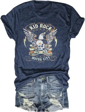 Womens T Shirts Country Music Shirt Rock Nasaville Concert Band Retro Tee Summer Short Sleeve Graphic Tops