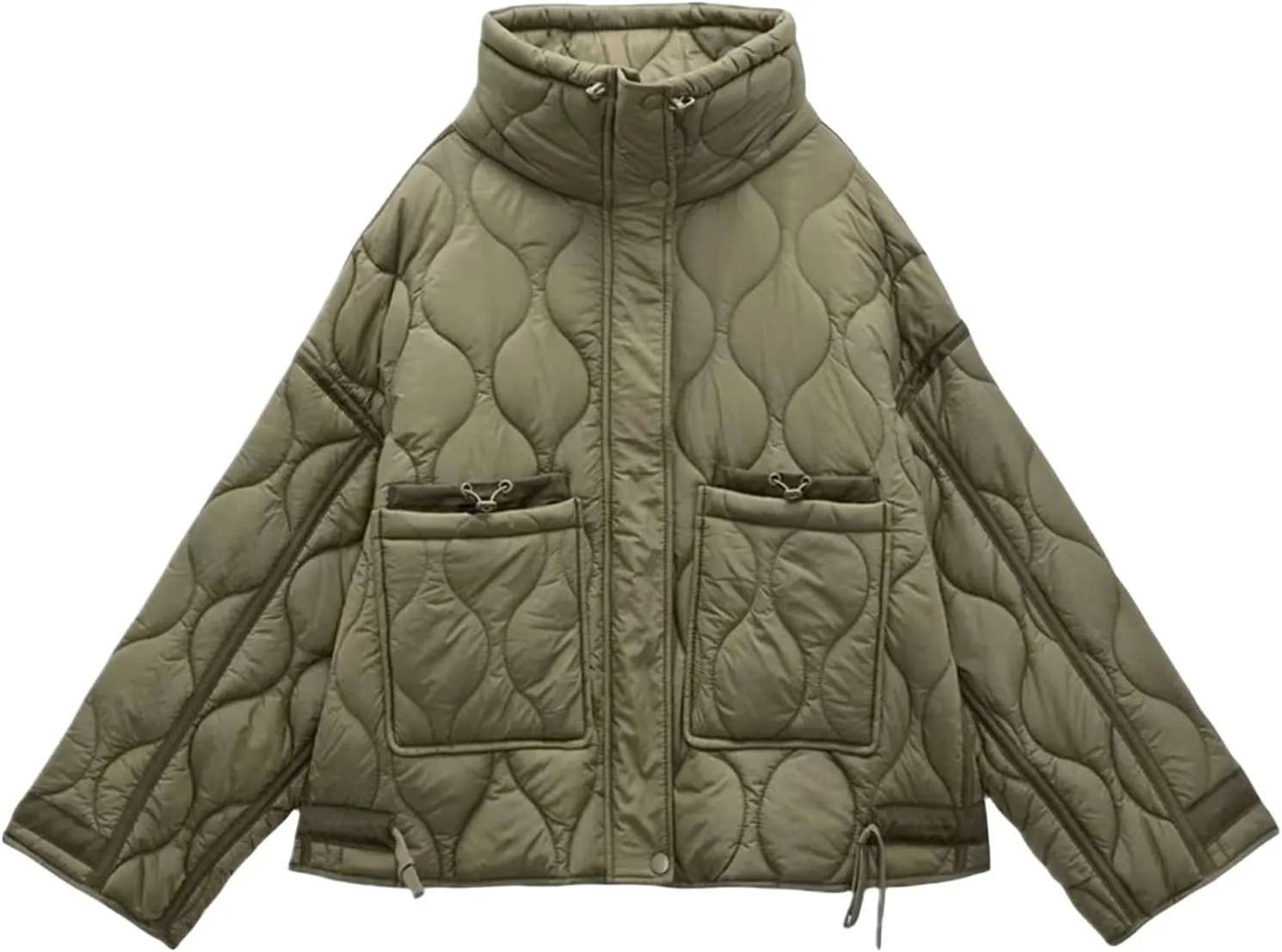 Womens Thickened Puffer Down Jacket Stand Collar Diamond Quilted Padded Coat Lightweight Warm Jackets with Pockets