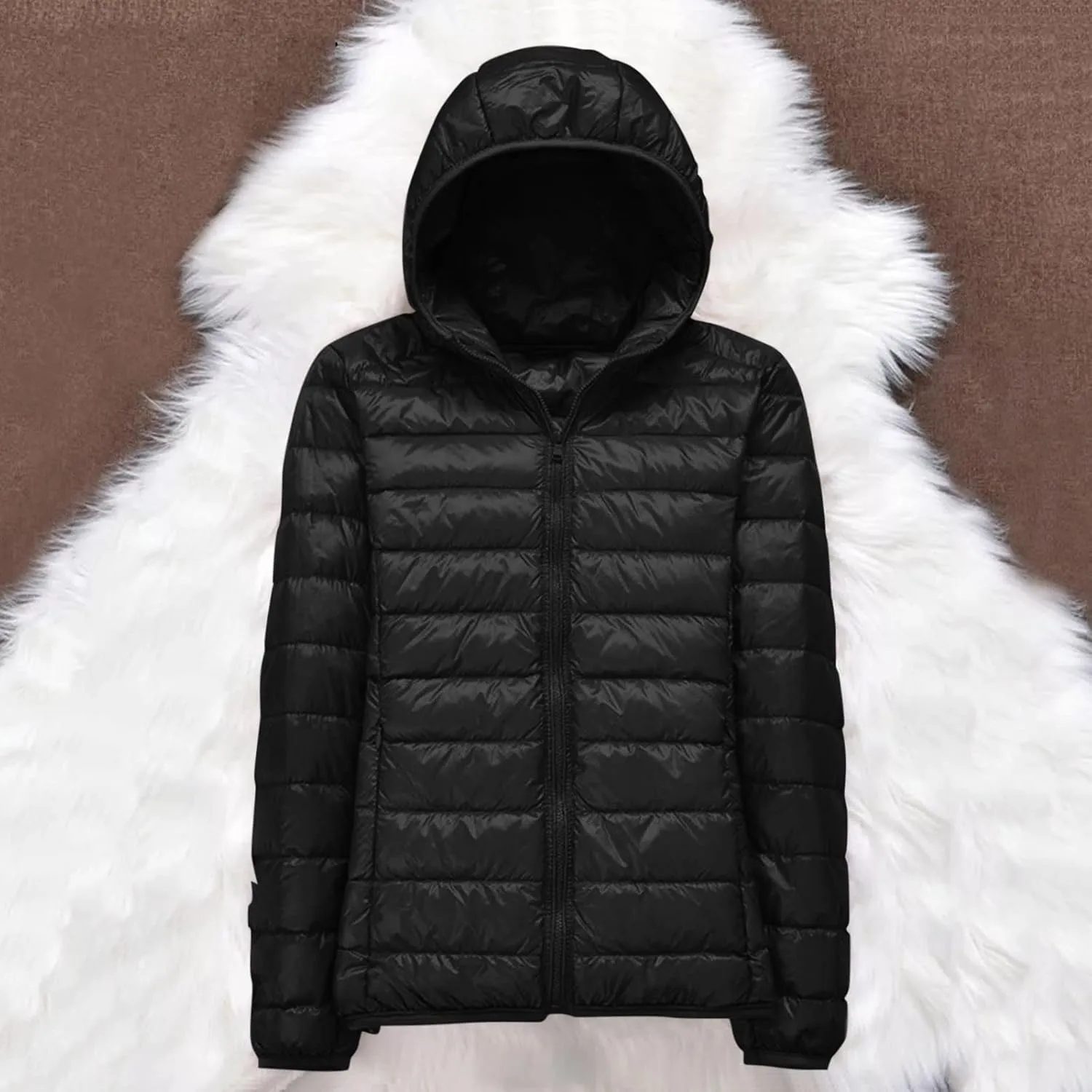 Women's Ultra Light Weight Packable Down Jacket with Hoodie Puffer Jacket Hooded Light Packable Coat