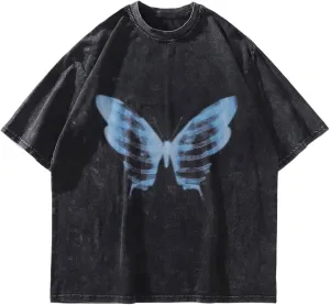 Womens Y2k Graphic Oversized Tees Short Sleeve Vintage Butterfly T-Shirt Tee Aesthetic Unisex Casual Summer Top …