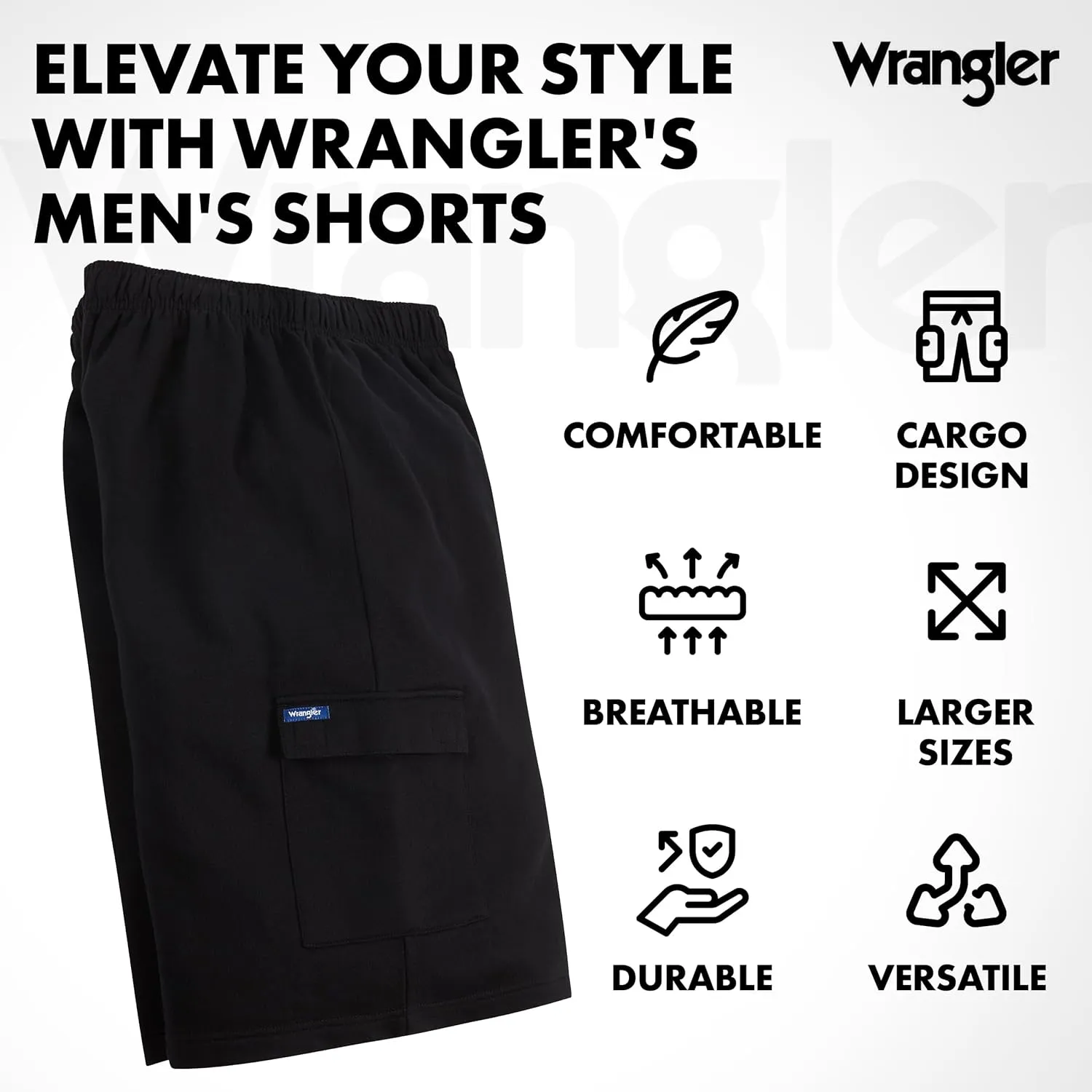Wrangler Cargo Shorts for Men Big and Tall, Fleece Heavyweight Mens Sweat Shorts