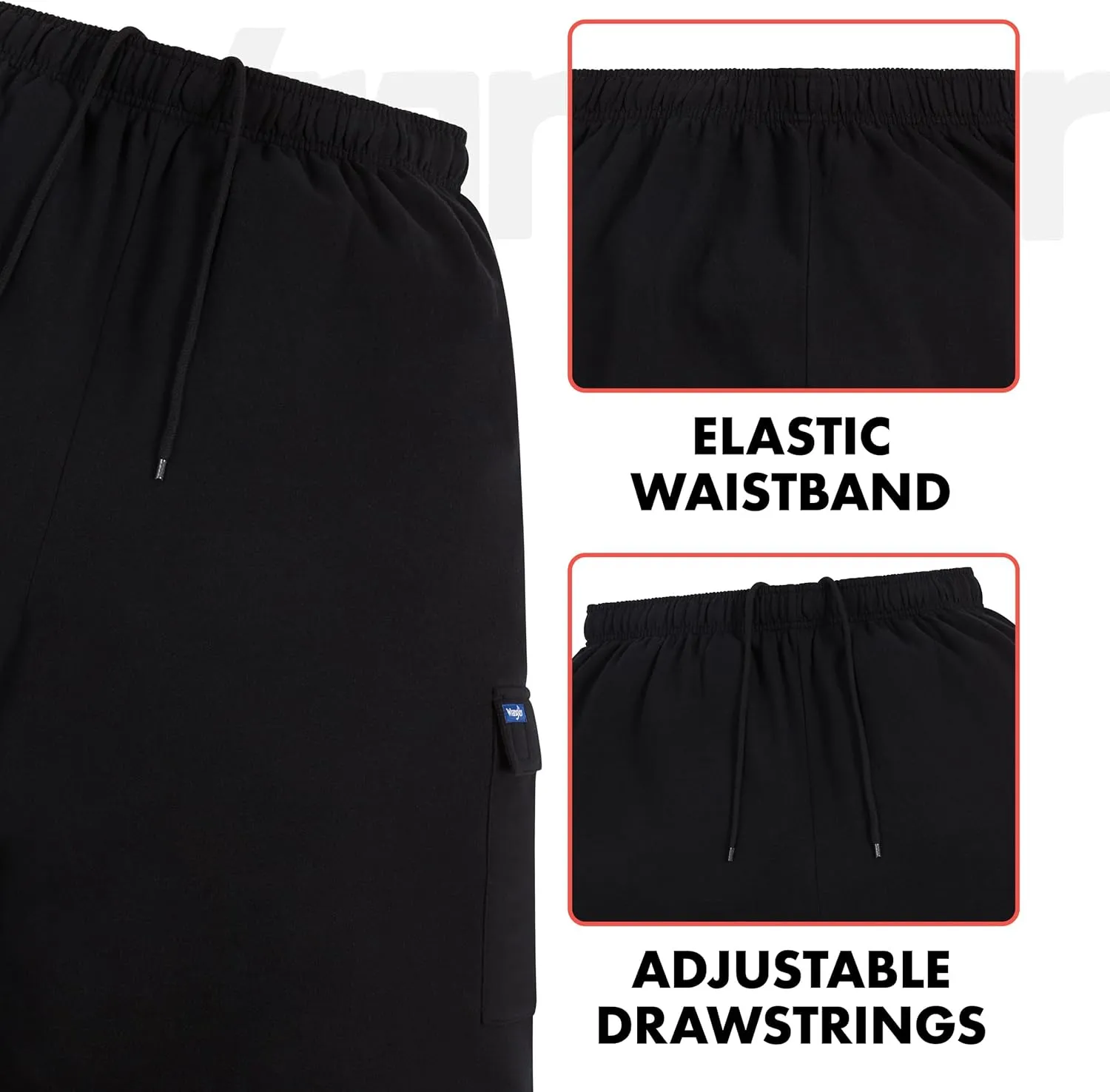 Wrangler Cargo Shorts for Men Big and Tall, Fleece Heavyweight Mens Sweat Shorts