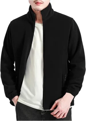 WUAI-Men Bomber Jacket Lightweight Winter Fleece Lined Tactical Sherpa Cargo Military Jacket Stand Collar Zip Up Outwear