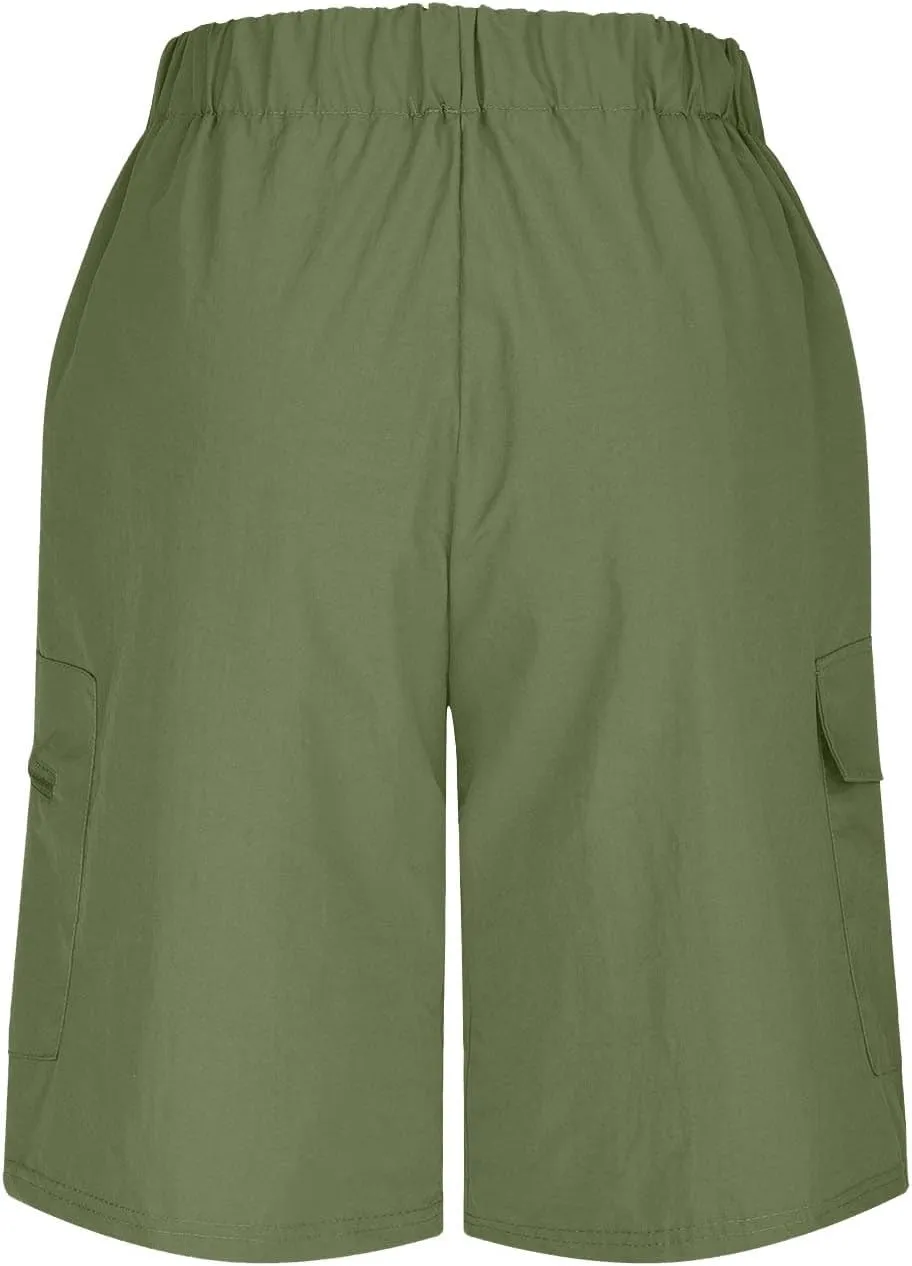 Ymosrh Mens Cargo Shorts Casual Outdoor Hiking Short Pants Elastic Waist Breathable Camping Fishing Shorts, S-4XL
