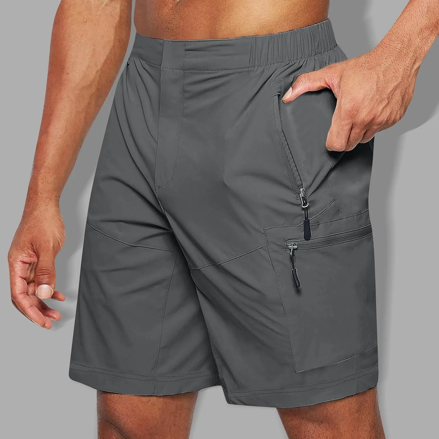 Ymosrh Mens Cargo Shorts Casual Outdoor Hiking Short Pants Elastic Waist Breathable Camping Fishing Shorts, S-4XL