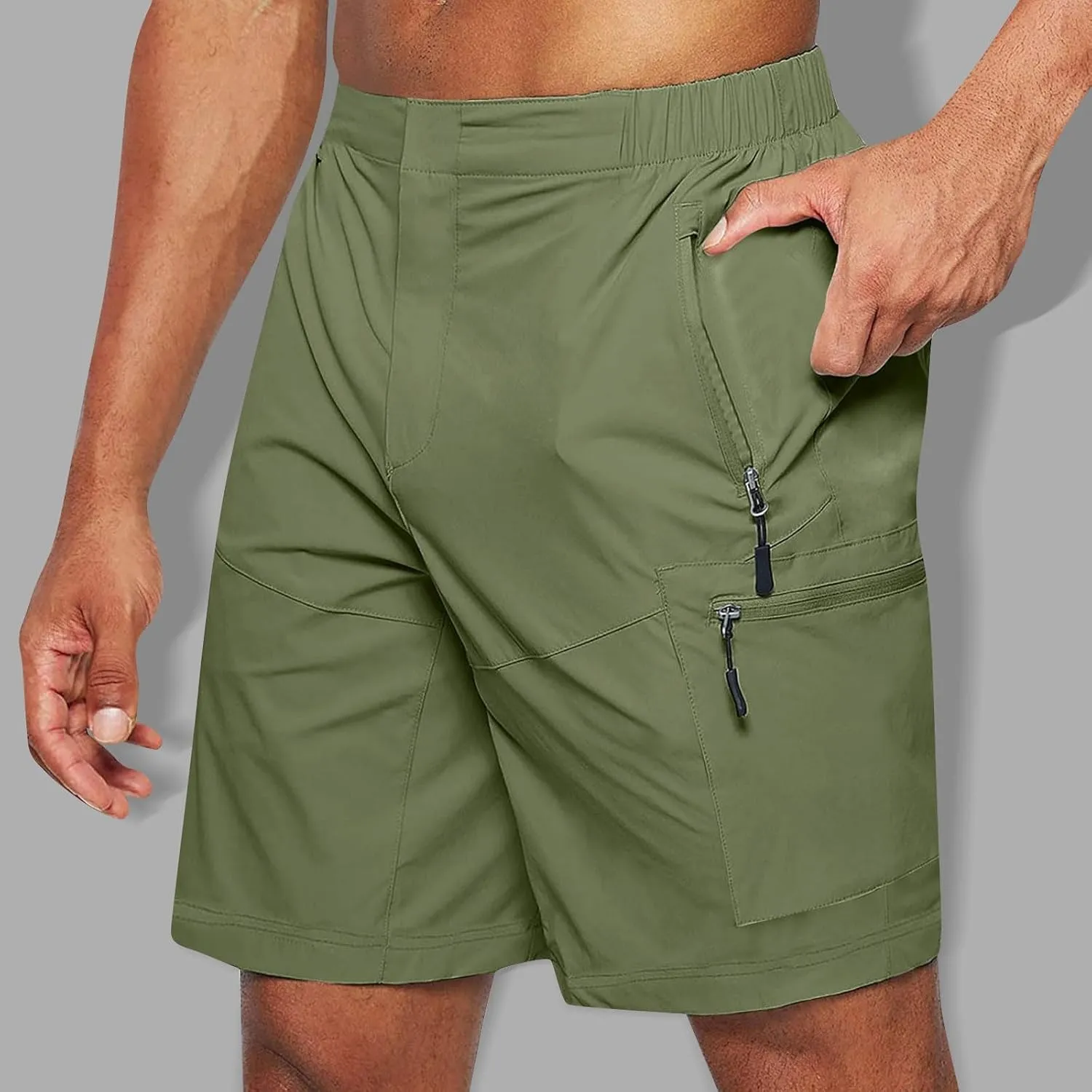 Ymosrh Mens Cargo Shorts Casual Outdoor Hiking Short Pants Elastic Waist Breathable Camping Fishing Shorts, S-4XL
