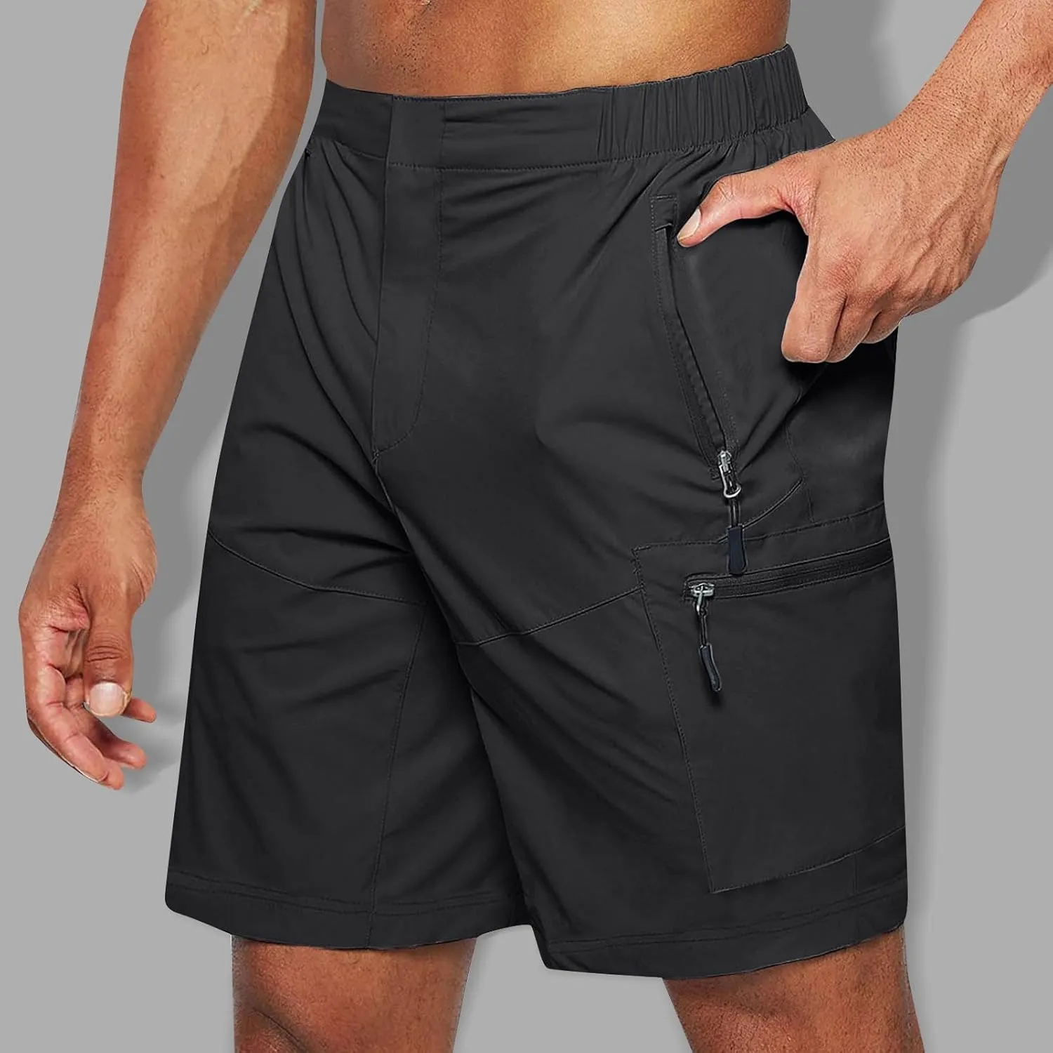 Ymosrh Mens Cargo Shorts Casual Outdoor Hiking Short Pants Elastic Waist Breathable Camping Fishing Shorts, S-4XL