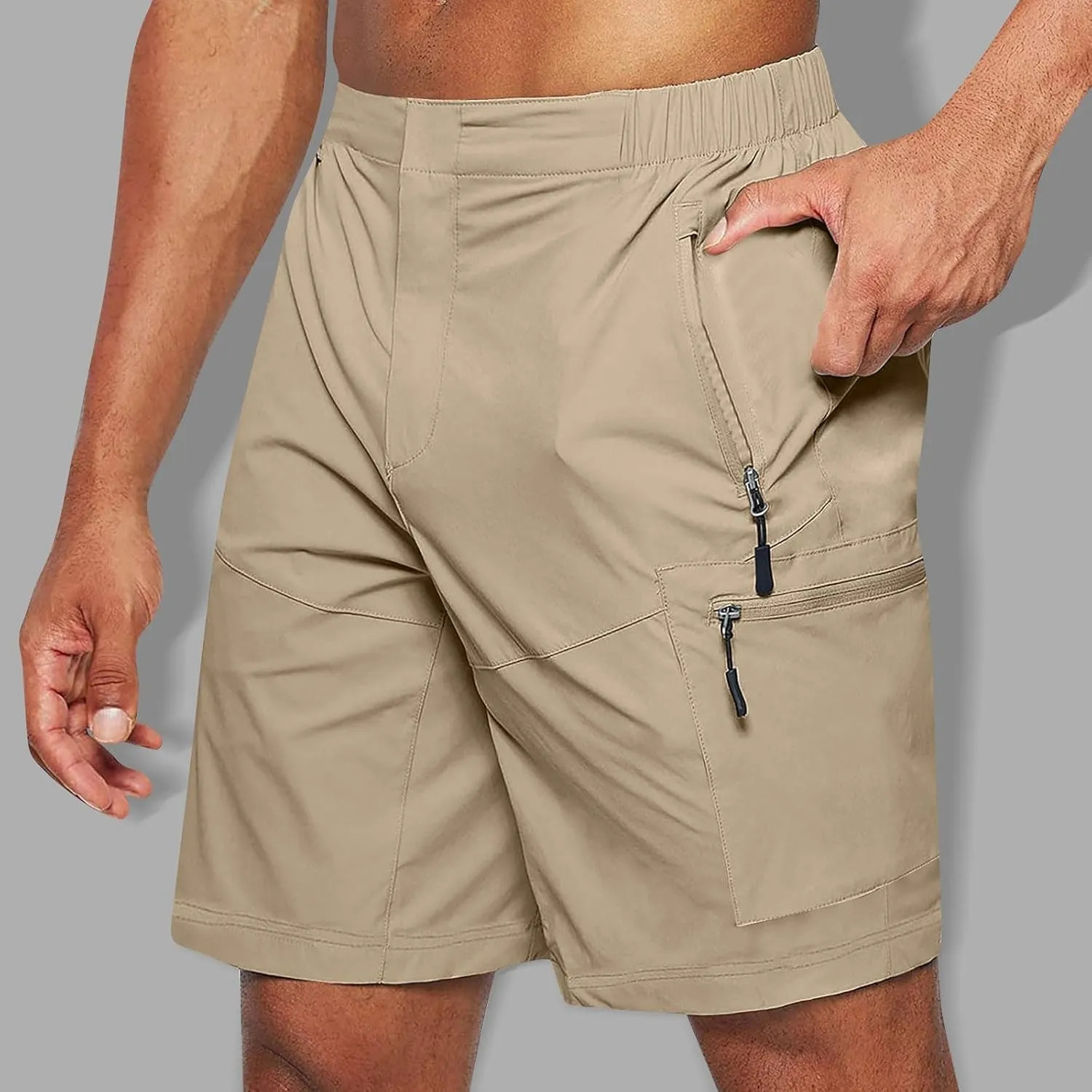 Ymosrh Mens Cargo Shorts Casual Outdoor Hiking Short Pants Elastic Waist Breathable Camping Fishing Shorts, S-4XL