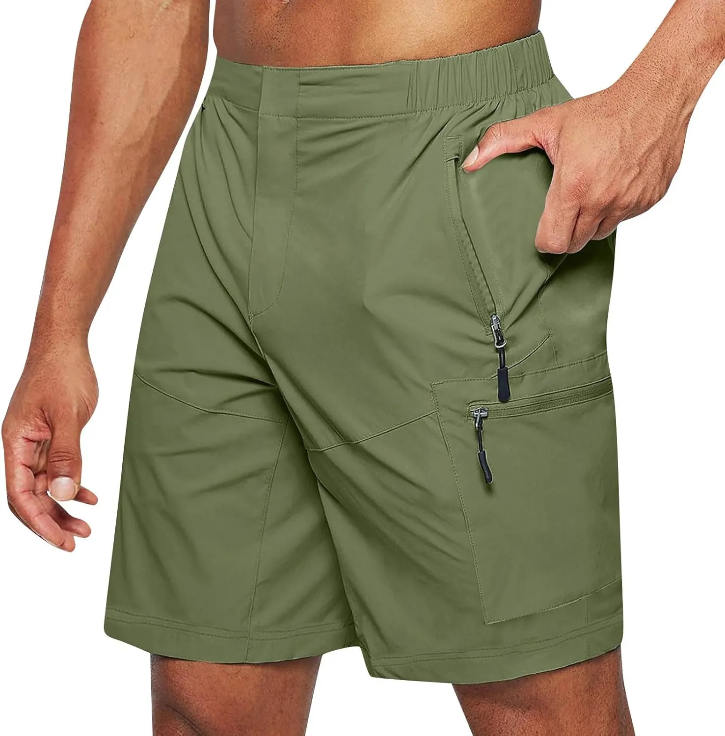 Ymosrh Mens Cargo Shorts Casual Outdoor Hiking Short Pants Elastic Waist Breathable Camping Fishing Shorts, S-4XL