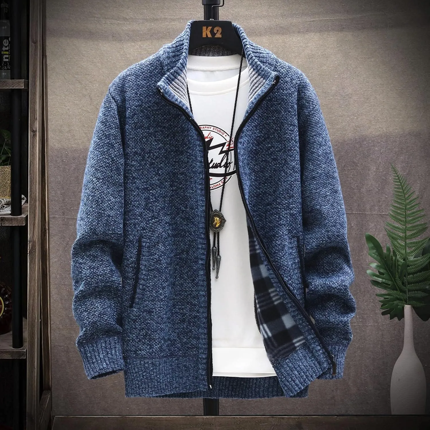 Ymosrh Mens Jackets and Winter Men's Fashion Loose Cardigan Warm Lapel Hooded Jacket Sweater Lightweight Rain Jacket