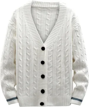Zeiyignr Mens Cable Knit Cardigan Sweater V Neck Loose Fit Button Down Sweaters Coats Long Sleeve Casual Cardigans Jackets