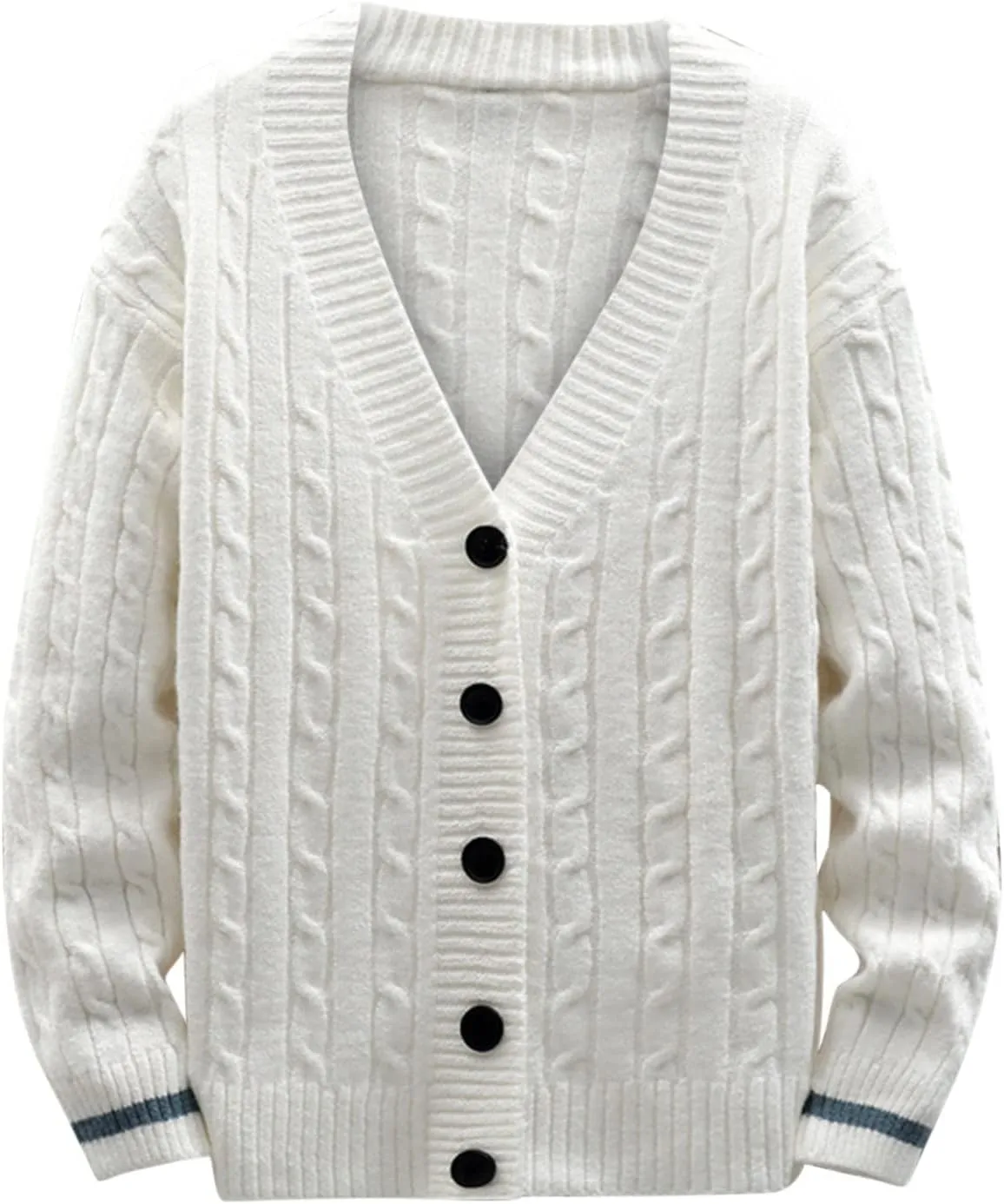 Zeiyignr Mens Cable Knit Cardigan Sweater V Neck Loose Fit Button Down Sweaters Coats Long Sleeve Casual Cardigans Jackets